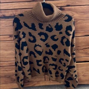 Cotton Emporium Black and Brown Turtleneck Sweater